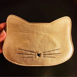 Tarte cosmetics gold cat makeup bag